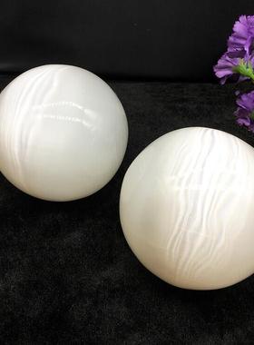 天然摩洛哥精品透石膏球办公桌面摆件把玩健身球6/8/10公分水晶球