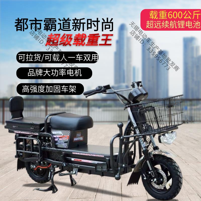 载重王拉货电动车电瓶车电摩72v二轮载货路霸外卖送餐铁皮踏板车