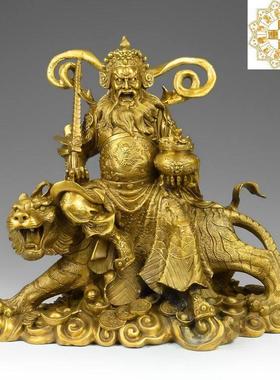 全铜赵公明财神骑虎像家用客厅装饰佛像武财神开业礼品大号中式