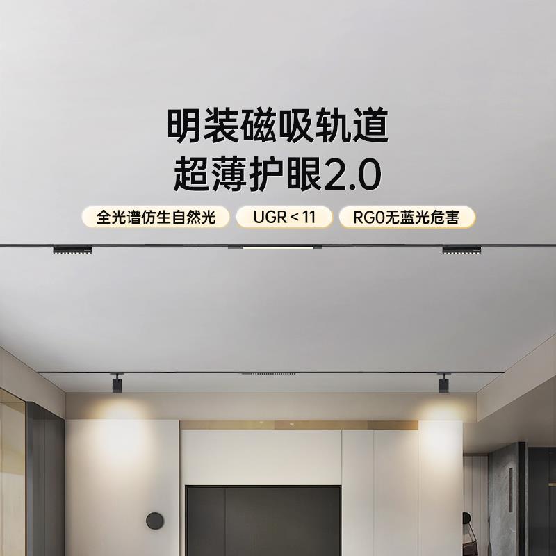 【新款】德国柏曼超薄磁吸轨道灯 嵌入式射灯无主灯明装家用配件