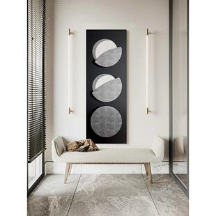 现代抽象玄关装饰画中古黑色简约极简手工立体浮雕客厅样板间挂画