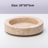 书房 Wabi Sabi天然大理石白洞托盘绿色植物圆花盆景客厅 样板