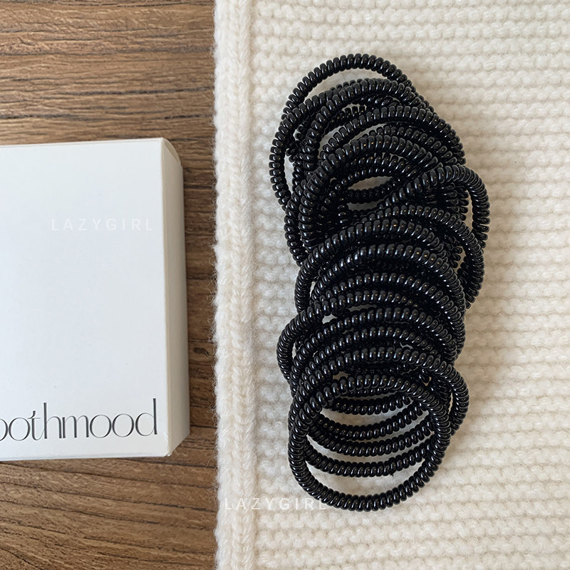 高马尾打底基础款黑皮筋发圈发绳~20个装百搭实用电话线韩国头饰