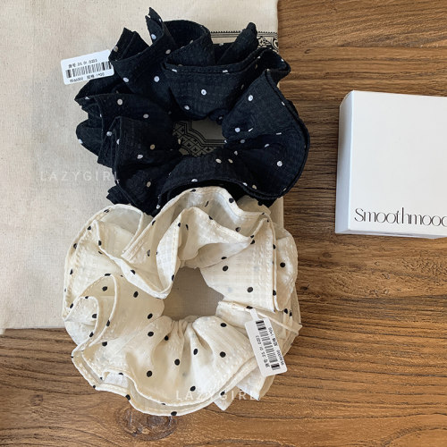 韩国发饰博主同款黑白波点发圈