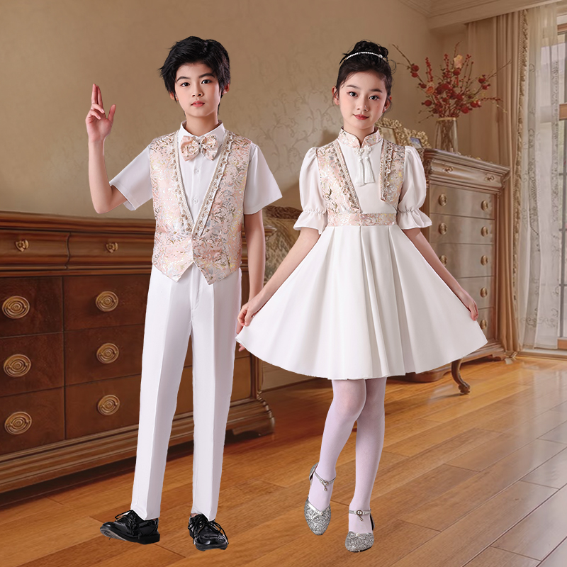 新六一儿童表演服小学生诗歌朗诵合唱幼儿园公主裙舞台演出服夏季