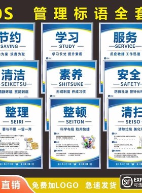 工厂车间6S管理标语l5S/6S/7S/8S/9S企业文化宣传墙贴车间展板上