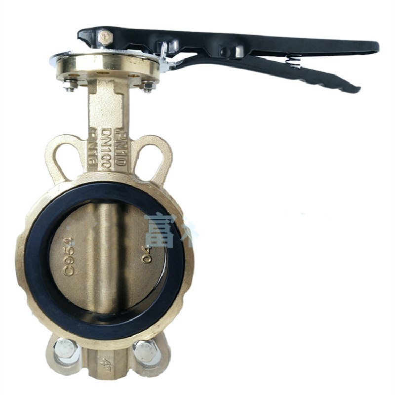 D71X-16T青铜手柄对夹蝶阀DN40-900I海水船用C954铝青铜软密封蝶