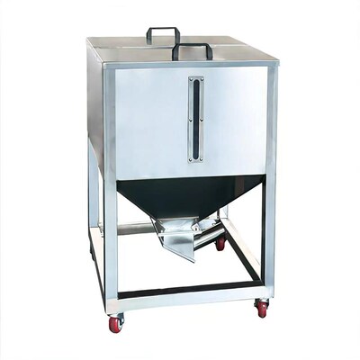 推拉式不锈钢储料桶移动储料仓方形201/304Q粉末颗粒储料周转箱