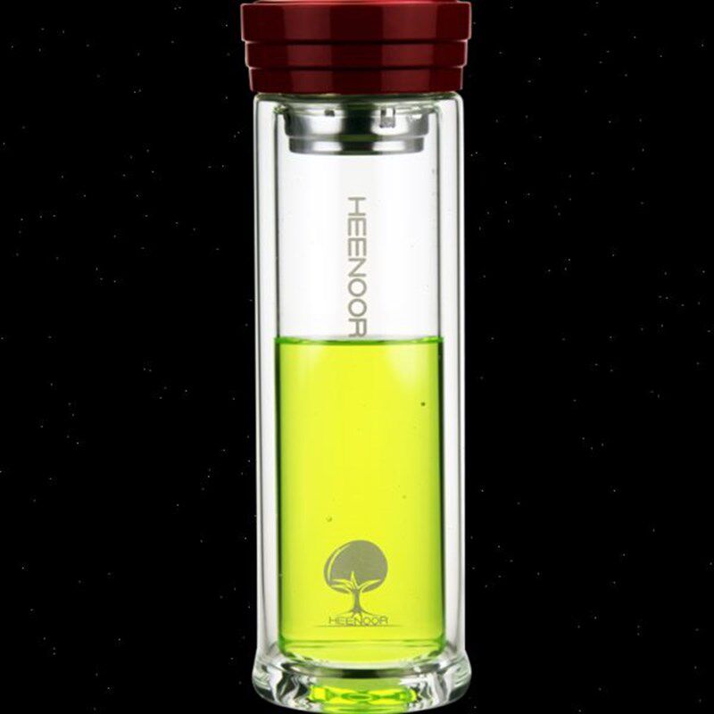 希诺双层水晶玻璃杯透明办公带盖玻璃杯