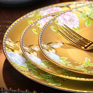 琴瑟和鸣景德镇陶瓷饭碗r碟套装家用乔迁高档礼盒装骨瓷珐琅彩餐