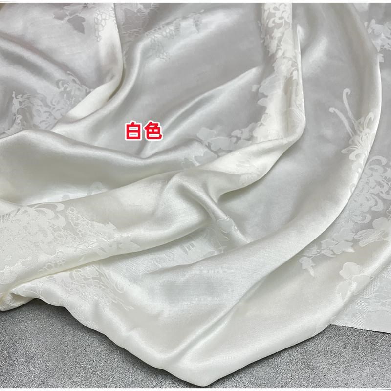 夏季国重磅人丝IWN氨丝布料提花缎新H中式连裙阔腿裤铜衣服装面风