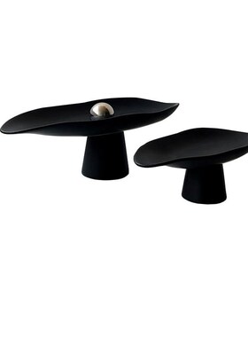 意式简约餐桌高脚n果盘摆件软装售楼处家居客厅茶几收纳托盘