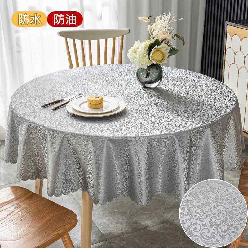圆桌桌布防水防油免洗防烫家用餐桌垫酒店饭店圆形大X圆桌台布布