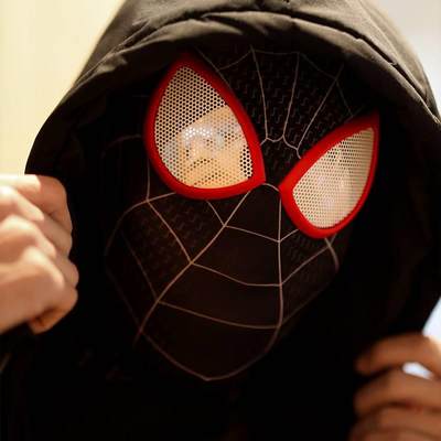 抖音蜘蛛侠头套眼睛可动成人儿童帽子黑色蜘蛛侠搞怪死侍面具面罩