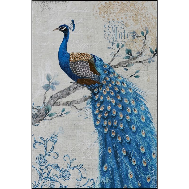 苏绣DIYc套件初学 蓝孔雀花瓶-1 三联画 40*60 欧式餐厅客厅刺绣