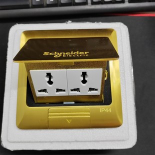 双联多功能六孔地插 C带底盒阻尼缓弹 施耐德E227铜 IP44防水等级