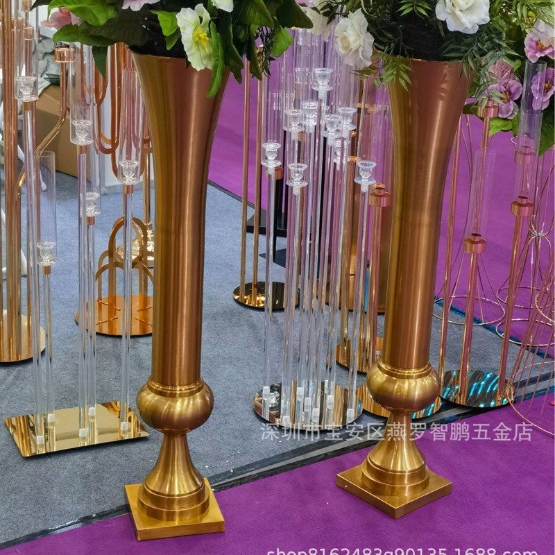 婚庆道具电f镀铁艺路引布置金色花器家居餐桌插花装饰花瓶摆件,橡塑材料及制品,亚克力/有机玻璃,淘宝优惠券,粉丝福利购,淘宝优惠卷