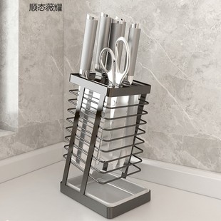 304不锈钢厨房刀架菜刀架置物架家F用沥水台面放菜刀具刀座收纳架