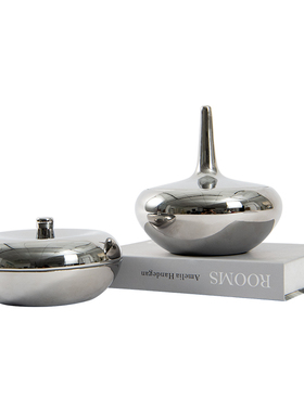 Rzone 现代轻奢电镀陶瓷糖果罐组合家居饰品样板房V间软装茶几摆