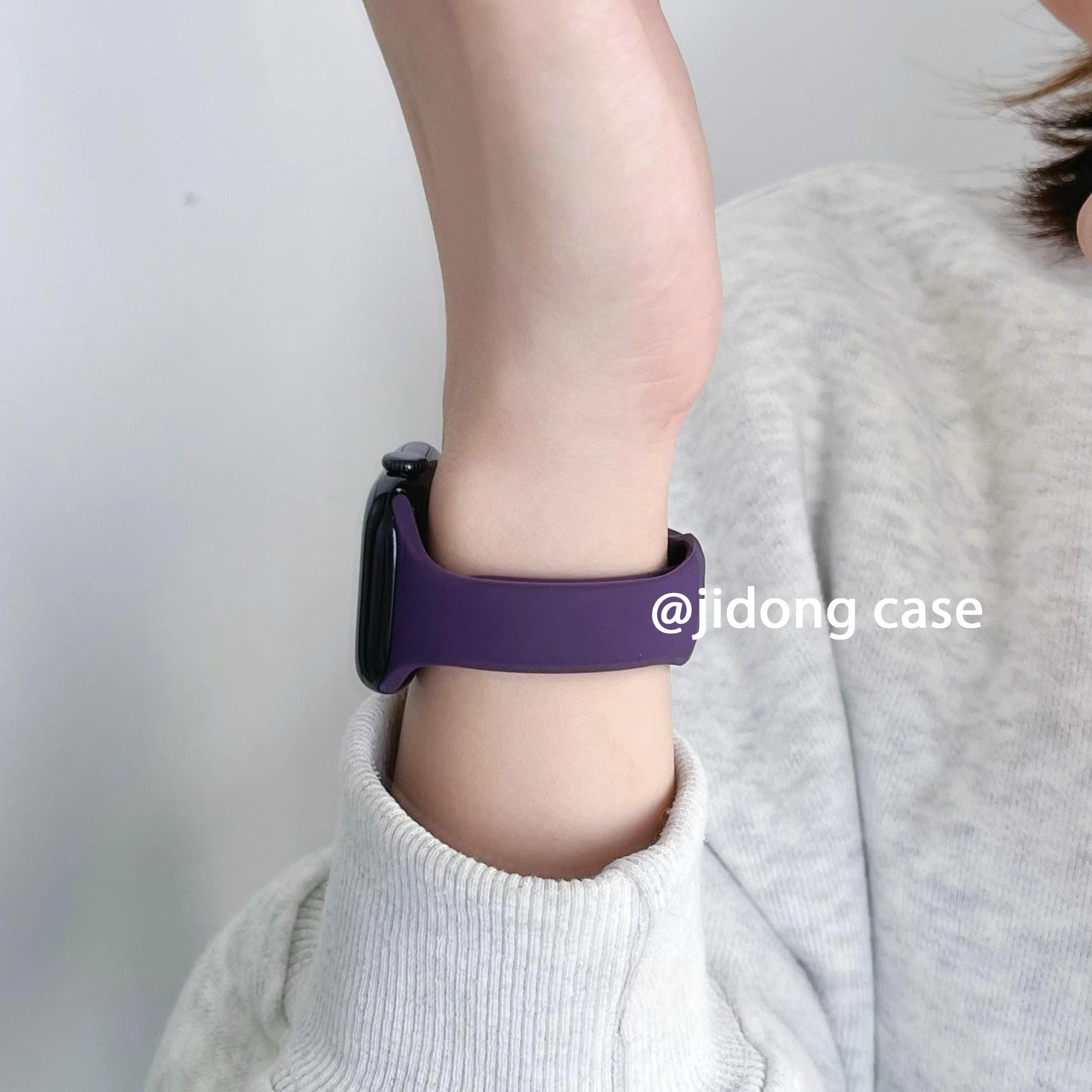 适用iwatch10表带苹果S10手表applewatch9官方新色梅子色9女S8新款S7腕带8硅胶SE透气7小众S6创意ultra男款软