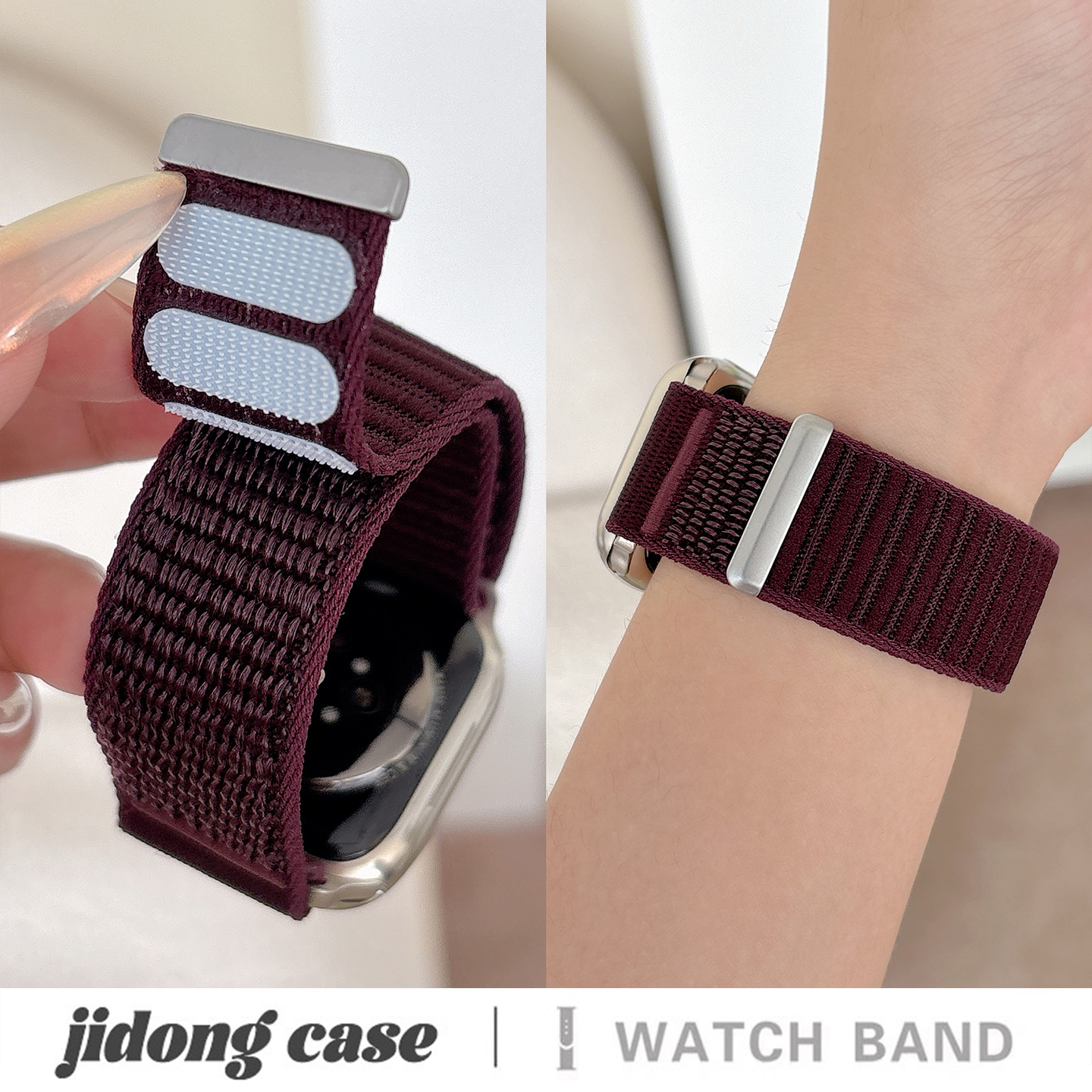 适用iwatch10苹果手表applewatch9表带s10原野山地纹尼龙编织s8运动s7透气Ultra2新款45SE纯色s6女男款S9情侣