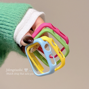适用applewatch11保护壳iwatch10苹果手表s9代se表套ultra半包硬壳轻薄防摔40 45mm防刮表壳表带
