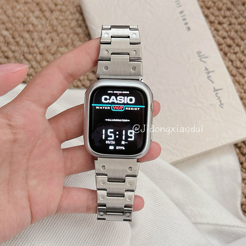 适用iwatch11苹果手表applewatch10表带s9钛金色金属s8s7表壳Ultra23新款45SE表壳百搭高级s6男S9中性女小众