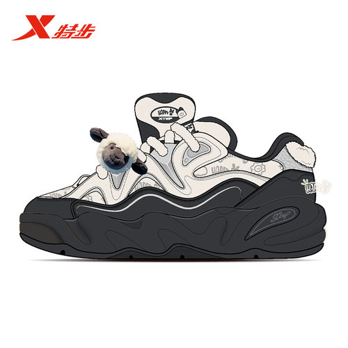 特步板鞋女鞋2025冬季新款厚底街头休闲板鞋运动鞋女975418310026