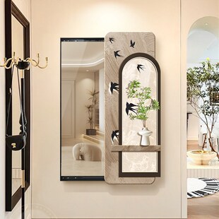 侘寂风隐藏式 全身镜进门入户穿衣镜壁画走廊卧室遮挡Y推拉镜子挂