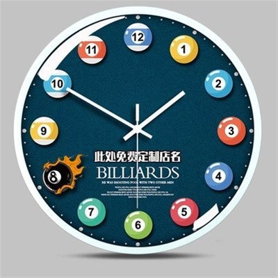 【直播推荐】台球厅挂钟表台球馆室个性创意O装饰石英钟桌球俱乐
