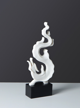 现代新中式白色砂岩生肖龙摆件样板房样品屋展示中心玄S关书房办