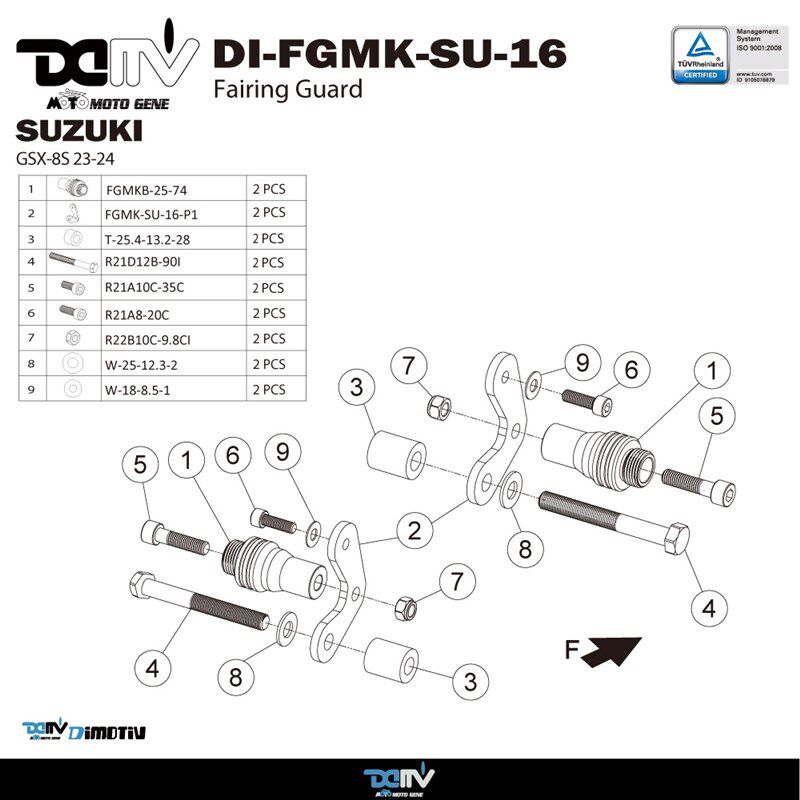 德国 Dimotiv 适用SUZUKI铃木 GSFX 8S R款车身防倒防摔球 DMV