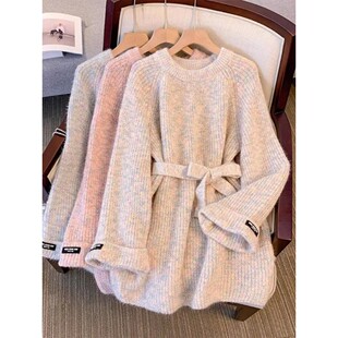 Mid to long waisted pullover sweater纯色中长款收腰套头毛衣女