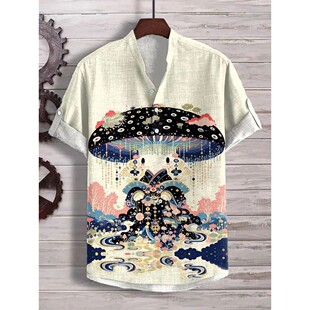 3D数码印花系扣短T恤衫3D digital printed buckle short T-shirt
