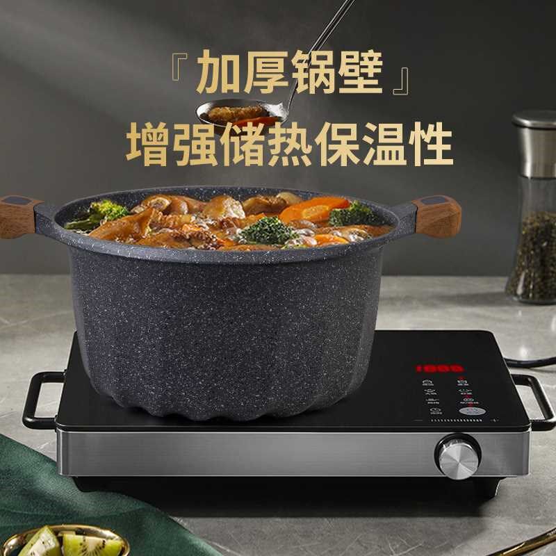 【直播推荐】麦饭石汤锅6件套 家用多功能蒸煮锅不粘X锅加厚砂锅