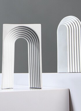 简约现代抽象白色几何摆件客z厅玄关办公室样板间家居软装饰品