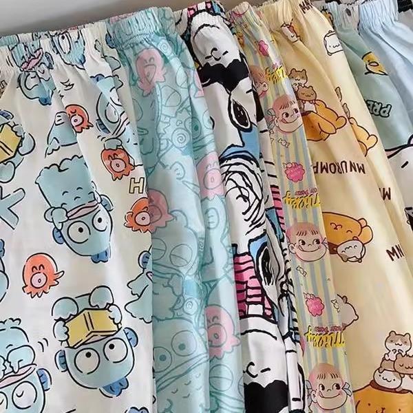 大尺码300斤可穿宽松休闲裤可爱卡通居家睡裤女春秋可外穿长裤