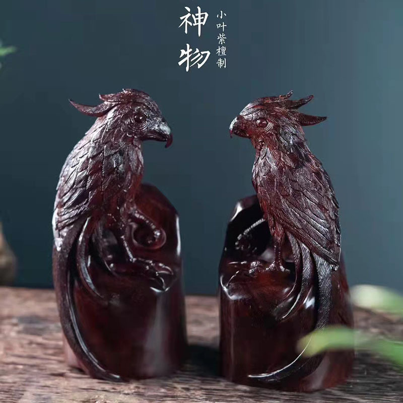 印度小叶紫檀英明神武手工雕刻工艺品摆件