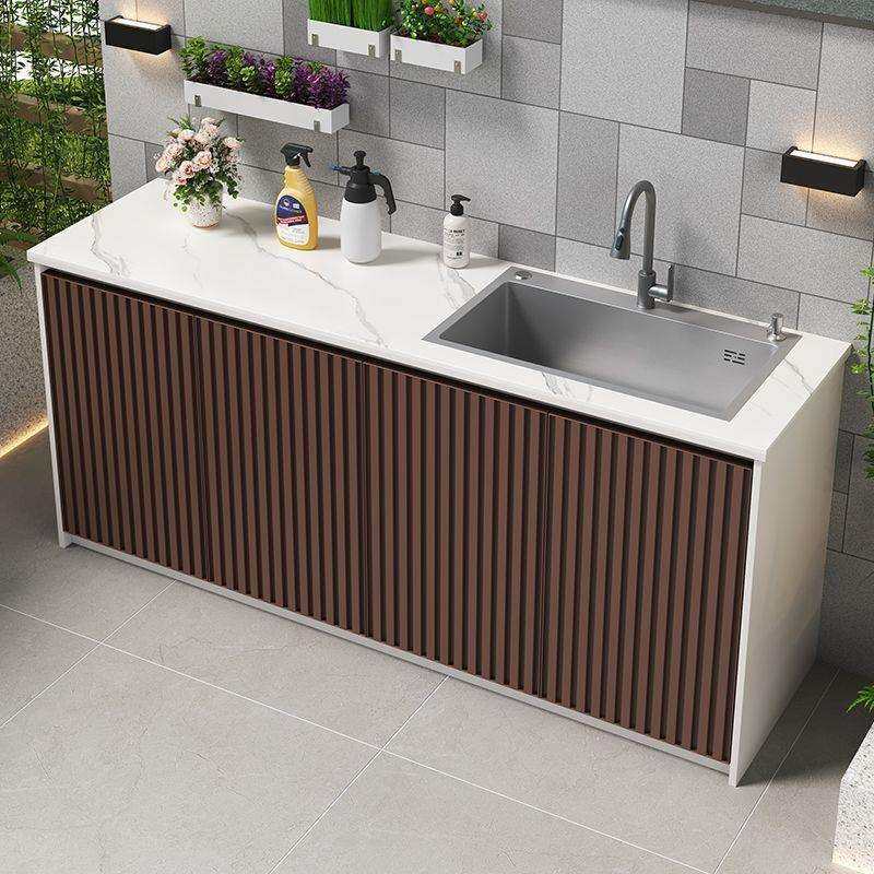 户外铝合金岩板洗衣一体柜子室外花园储物柜水槽洗菜洗手台池柜子