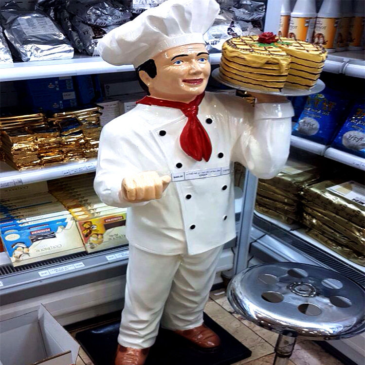 玻璃钢雕塑厨师披萨造型饮食连锁店橱窗摆件