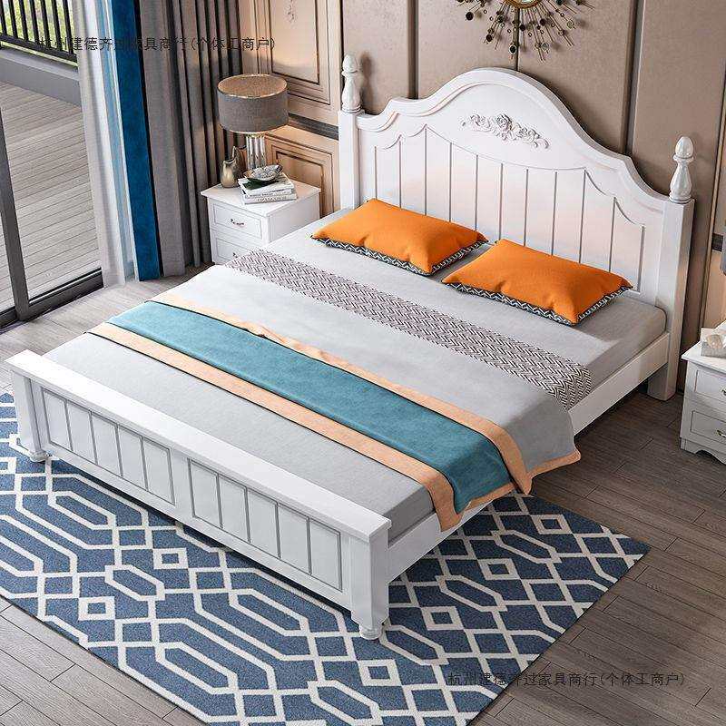 实木床现代简约1.5米双人床1.2m经济型出租房用1.8主卧公主单人床