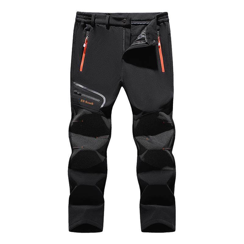 户外软壳裤秋冬季保暖滑雪登山宽松防风防水冲锋裤加绒加厚