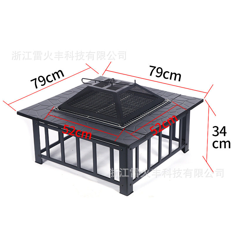 厂家直供方形火盆BBQ烧烤炉户外便携式火炉烤火盆烧烤架取暖火炉