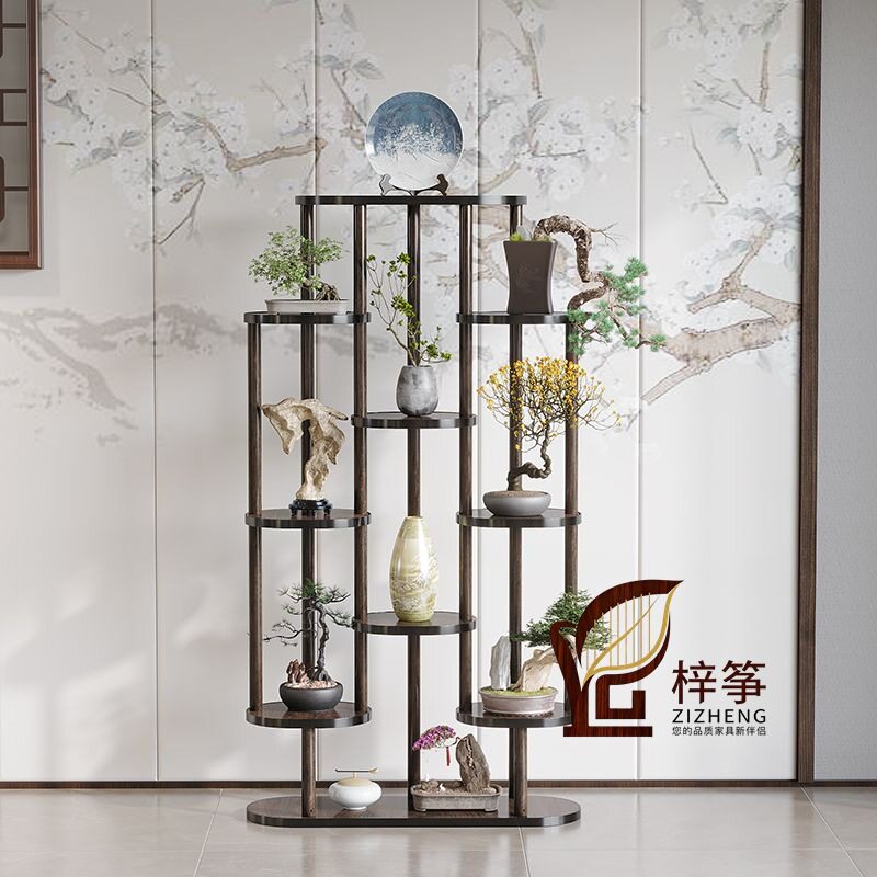 新中式博古架客厅茶室花架