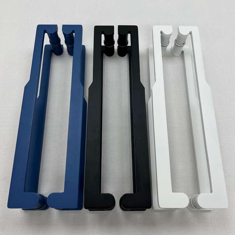 玻璃门拉手新款轻奢欧式蓝黑色现货实心有无框门仿古铜实木门把手