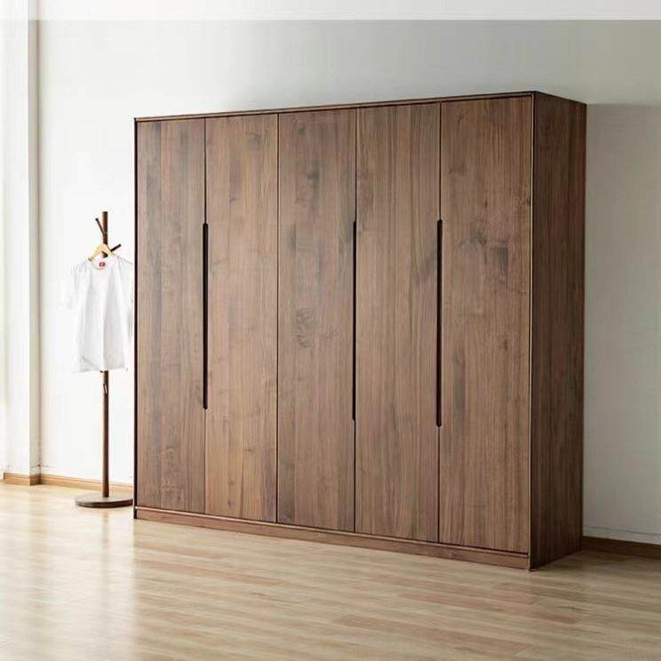 北美黑胡桃木衣柜北欧樱桃木全实木卧室平开门原木衣橱组合收纳柜