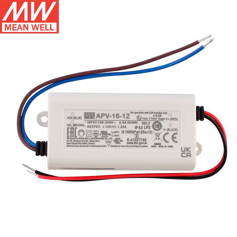明纬（MEANWELL）明纬电源12V 1.25A LED电源 CCC认证 APV-16-12