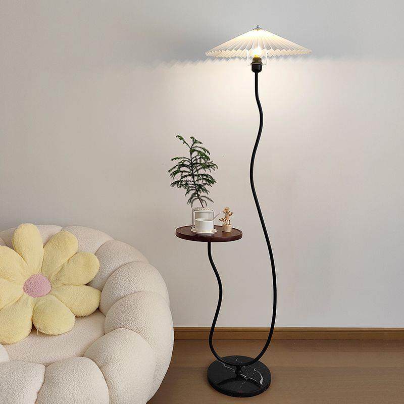 北欧落地灯客厅百褶置物架无线充一体沙发茶几台灯卧室氛围灯床头