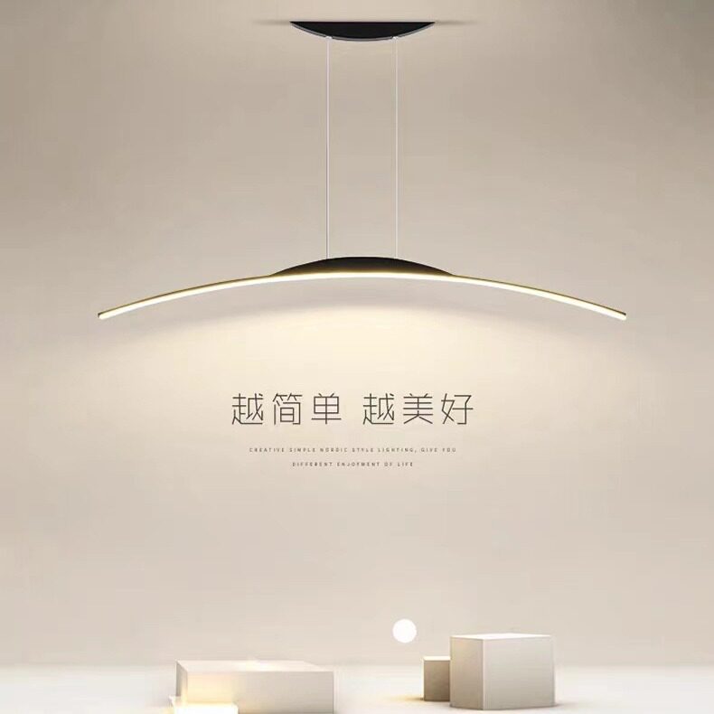 北欧意式极简现代简约工作室一字长条饭厅餐桌设计师吧台餐厅吊灯