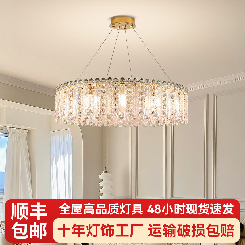 现代经典轻奢水晶圆形吊灯别墅客厅复式楼灯酒店婚宴厅LED吊灯